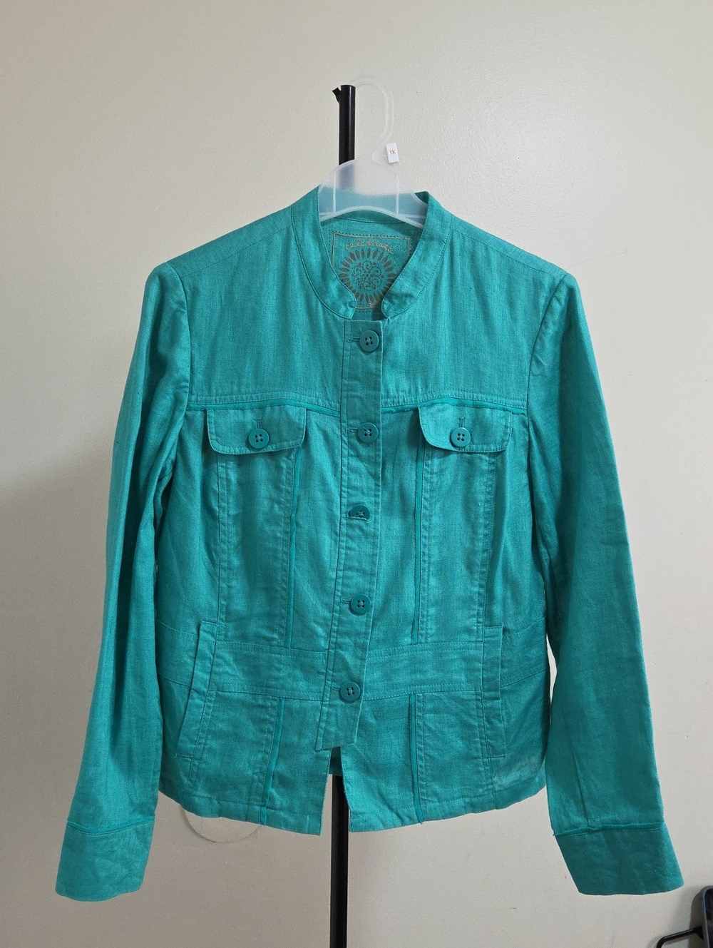 Coldwater Creek Teal Stand-Collar Jean Jacket